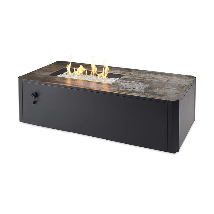 The Outdoor Greatroom Company Kinney Rectangular Black powder-Coated Metal base Gas Fire Pit Table KN-1224