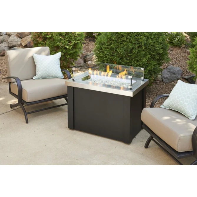 The Outdoor Greatroom Company Stainless Steel Providence Rectangular Gas Fire Pit Table  PROV-1224-SS