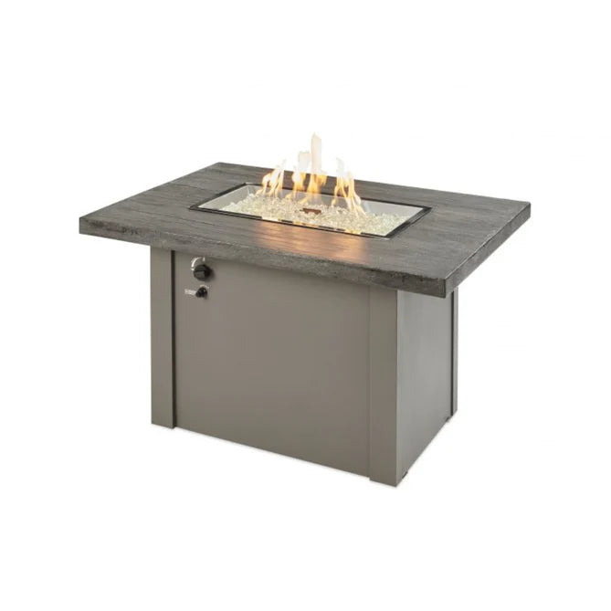 The Outdoor Greatroom Company Stone Grey Havenwood Rectangular Gas Fire Pit Table with Grey Base HVGG-1224-K