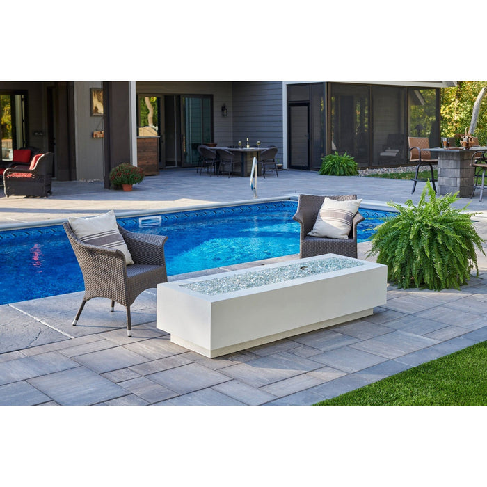 The Outdoor Greatroom Company 54" White Cove Supercast™ Concrete base Linear Gas Fire Table CV-54WT