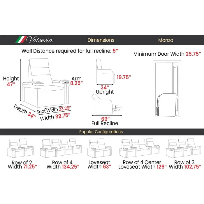 Valencia Monza Carbon Fiber Home Theater Seating Row of 2