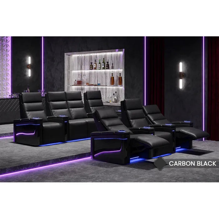 Valencia Monza Carbon Fiber Home Theater Seating Row of 3