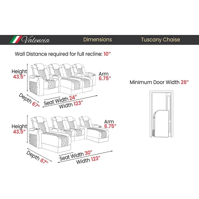 Valencia Tuscany Chaise Row of 4