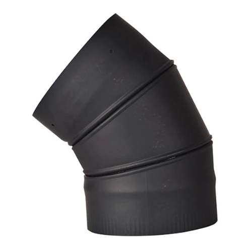 Ventis 6'' Single-Wall Black Stove Pipe 45-Degree Fixed Elbow VSB0645F