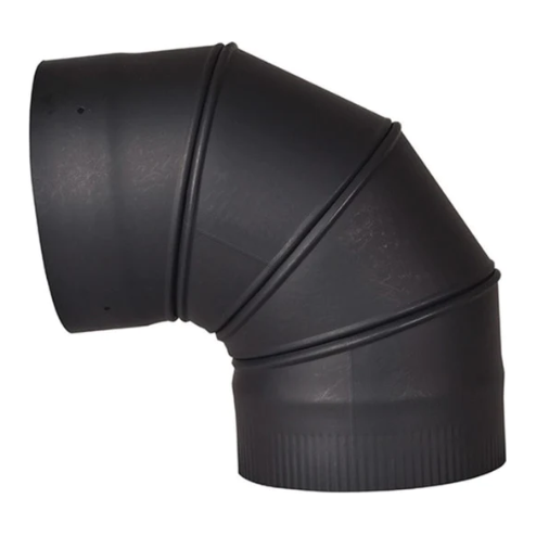 Ventis 6'' Single-Wall Black Stove Pipe 90-Degree Fixed Elbow VSB0690F
