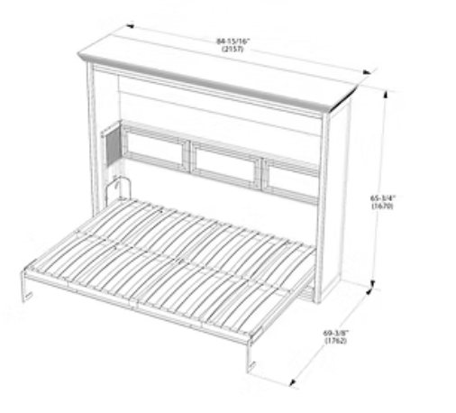 Horizontal Murphy Bed, Full Size, White | Leto Muro