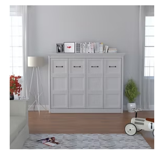 Horizontal Murphy Bed, Full Size, White | Leto Muro