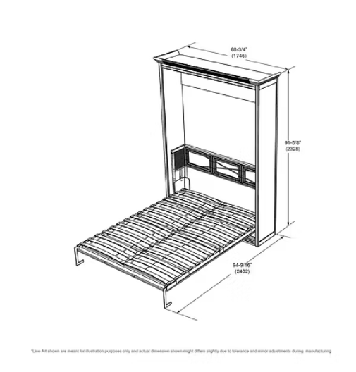 Murphy Bed, Queen Size, Walnut | Leto Muro