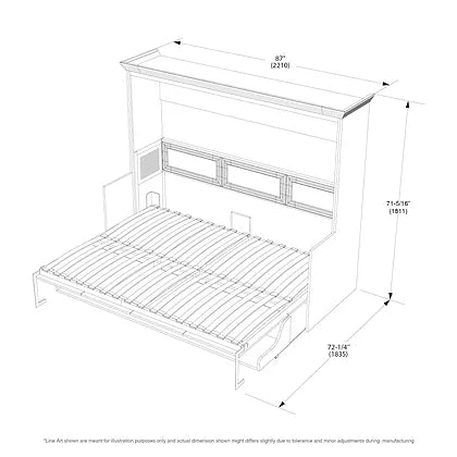 Horizontal Murphy Bed with Desk, Queen Size, White | Leto Muro