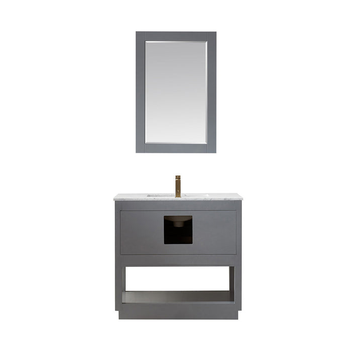 Altair Remi 36" Single Bathroom Vanity Set in Gray and Carrara White Marble Countertop with Mirror  532036-GR-CA