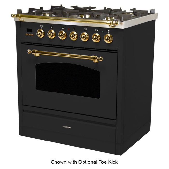 Hallman 30''  Single Oven Duel Fuel Italian Range, Brass Trim in Matte Graphite HDFR30BSMG
