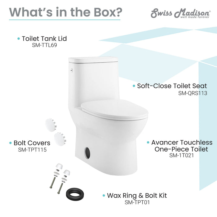 Swiss Madison Avancer One-Piece Elongated Toilet Touchless Dual-Flush 0.95/1.26 gpf - SM-1T021
