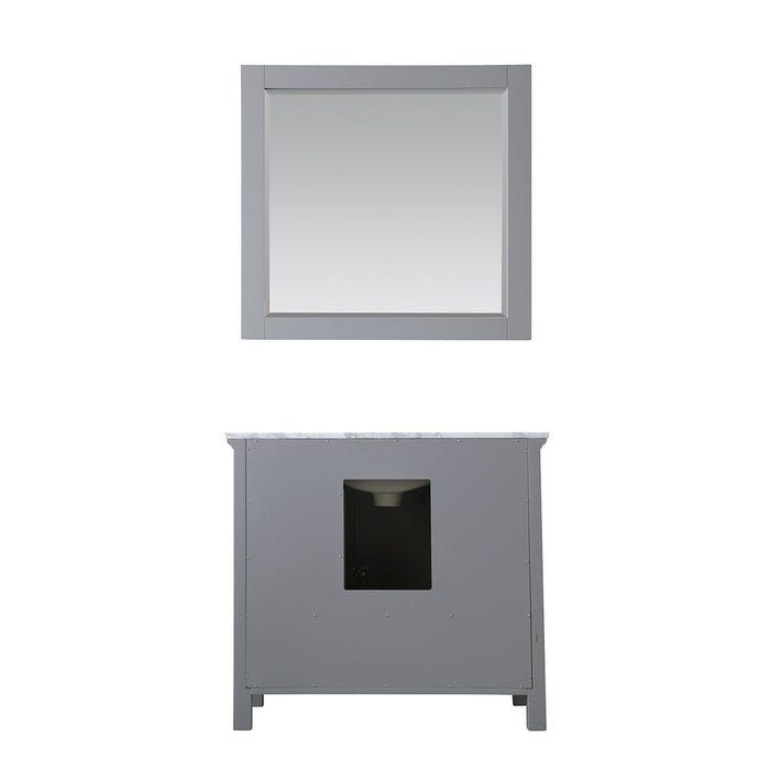 Altair Isla 36" Single Bathroom Vanity Set in Gray and Carrara White Marble Countertop with Mirror 538036-GR-CA