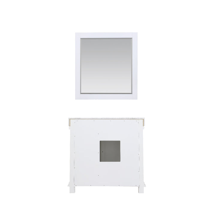 Altair Jardin 36" Single Bathroom Vanity Set in White and Carrara White Marble Countertop with Mirror 539036-WH-CA