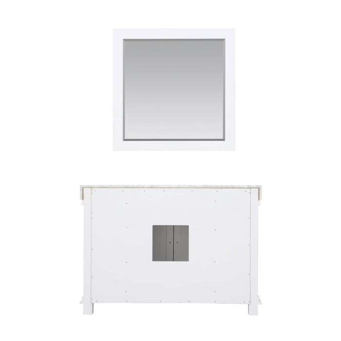 Altair Jardin 48" Single Bathroom Vanity Set in White and Carrara White Marble Countertop with Mirror 539048-WH-CA