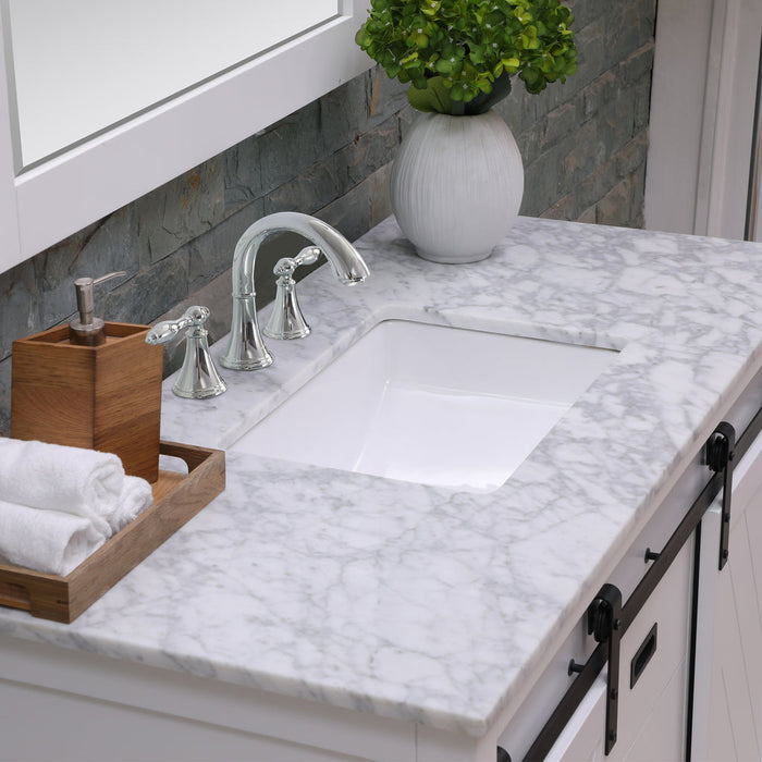 Altair Kinsley 48" Single Bathroom Vanity Set in White and Carrara White Marble Countertop with Mirror 536048-WH-CA