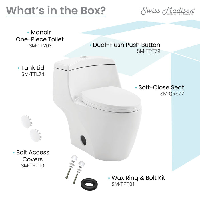 Swiss Madison Manoir One-Piece Elongated Toilet ﻿Dual-Flush﻿ 1.1/1.6gpf - SM-1T203