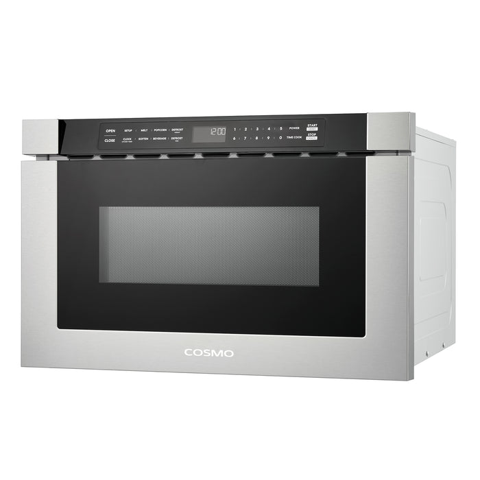 Cosmo 24'' Built-in Microwave Drawer with Automatic Presets, Touch Controls, Defrosting Rack and 1.2 cu. ft. Capacity in Stainless Steel COS-12MWDSS-NH