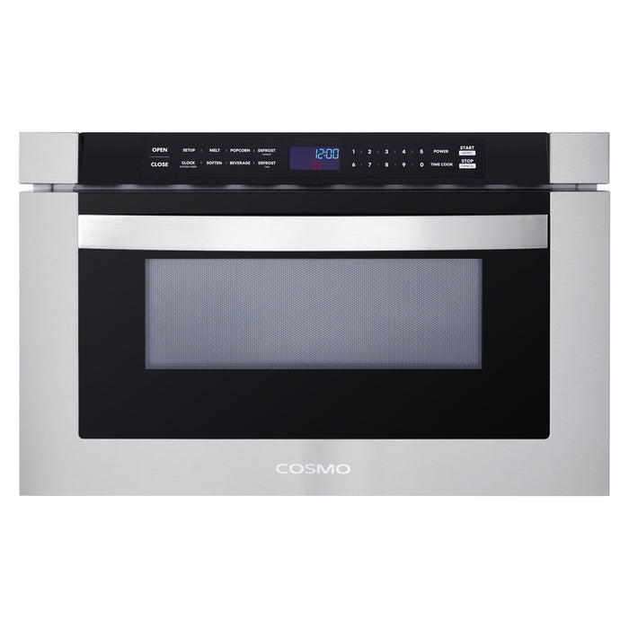 Cosmo 24'' Built-in Microwave Drawer with Automatic Presets, Touch Controls, Defrosting Rack and 1.2 cu. ft. Capacity in Stainless Steel