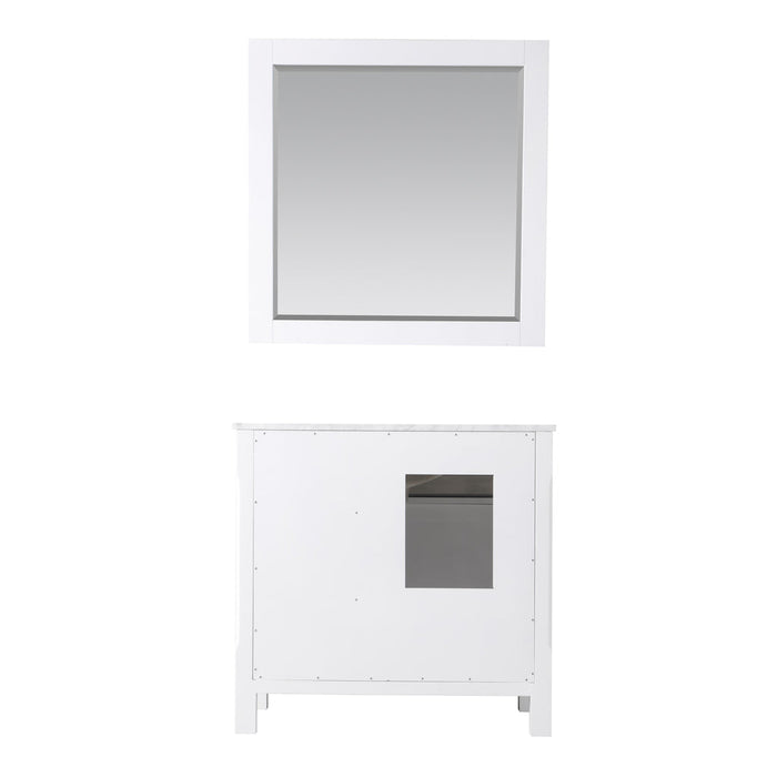 Altair Maribella 36" Single Bathroom Vanity Set in White and Carrara White Marble Countertop with Mirror 535036-WH-CA