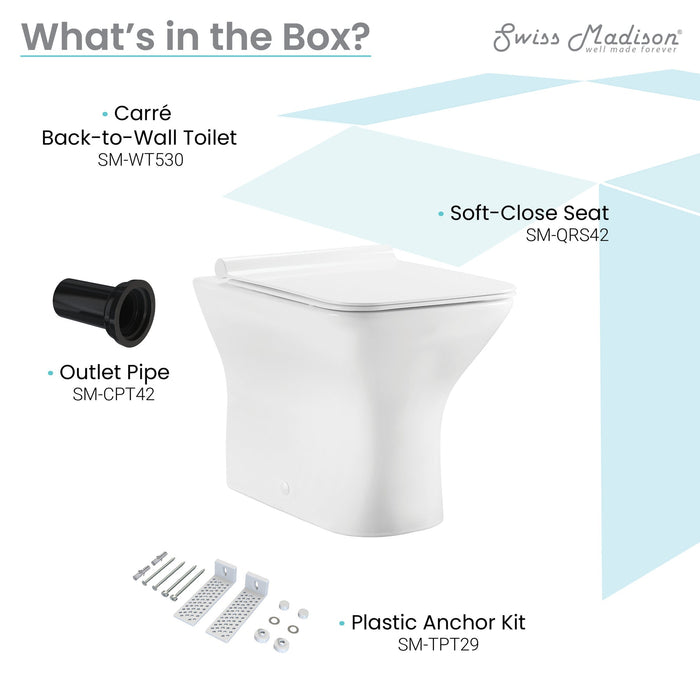 Swiss Madison Carré Back-To-Wall Elongated Toilet Bowl - SM-WT530