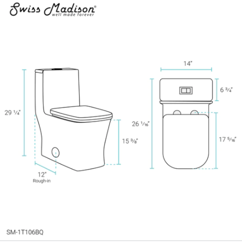 Swiss Madison Concorde One-Piece Square Toilet Dual-Flush 1.1/1.6 gpf - SM-1T106