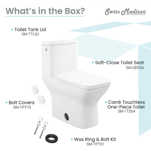 Swiss Madison Carré One-Piece Square Toilet Touchless Dual-Flush 1.1/1.6 gpf - SM-1T264