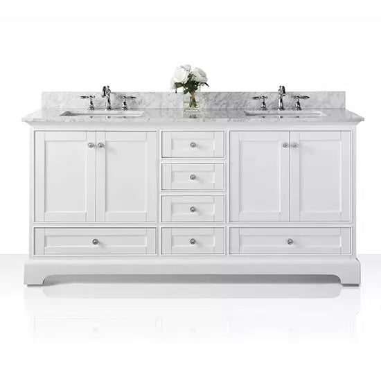 Ancerre Audrey 72 inch Bathroom Vanity Set in White with 24 inch Mirror VTSM-AUDREY-72-W-CW