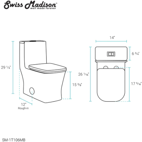 Swiss Madison Concorde One-Piece Square Toilet Dual-Flush 1.1/1.6 gpf - SM-1T106