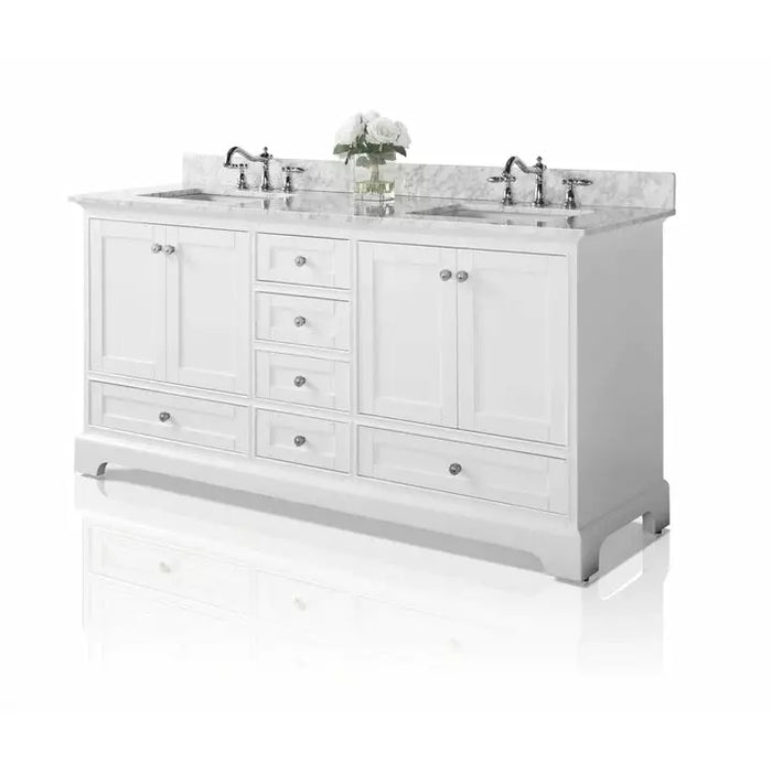 Ancerre Audrey 72 inch Bathroom Vanity Set in White with 24 inch Mirror VTSM-AUDREY-72-W-CW