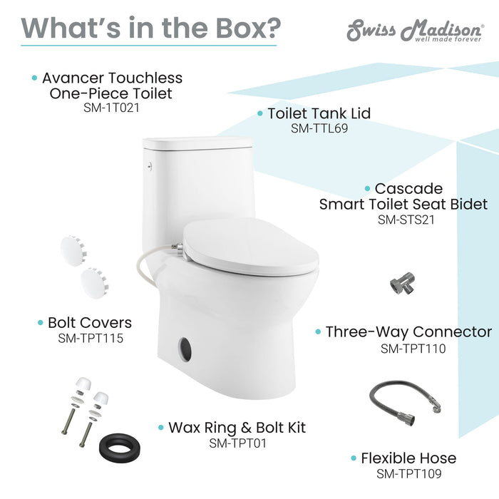 Swiss Madison Avancer One-Piece Toilet with Cascade Smart Seat 0.95/1.26 gpf  SM-ST021