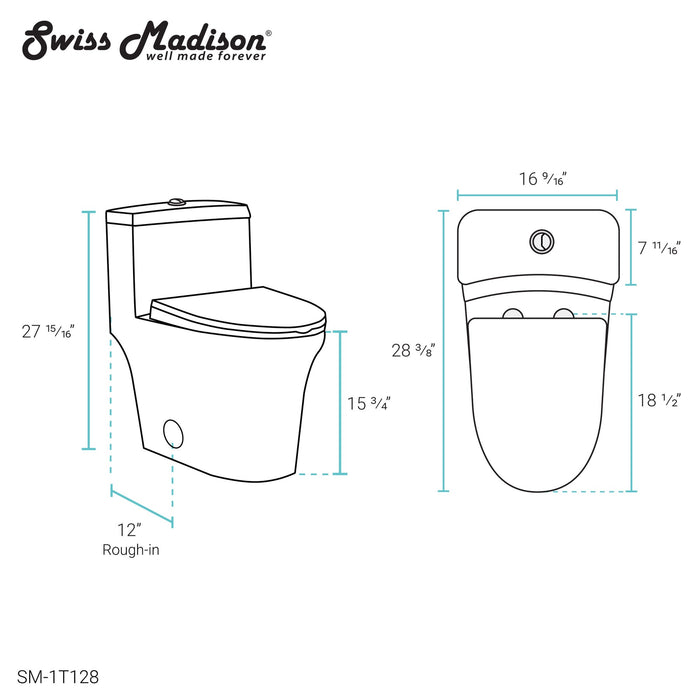 Swiss Madison Bastille One-Piece Elongated Toilet Vortex™ Dual-Flush 1.1/1.6 gpf - SM-1T128