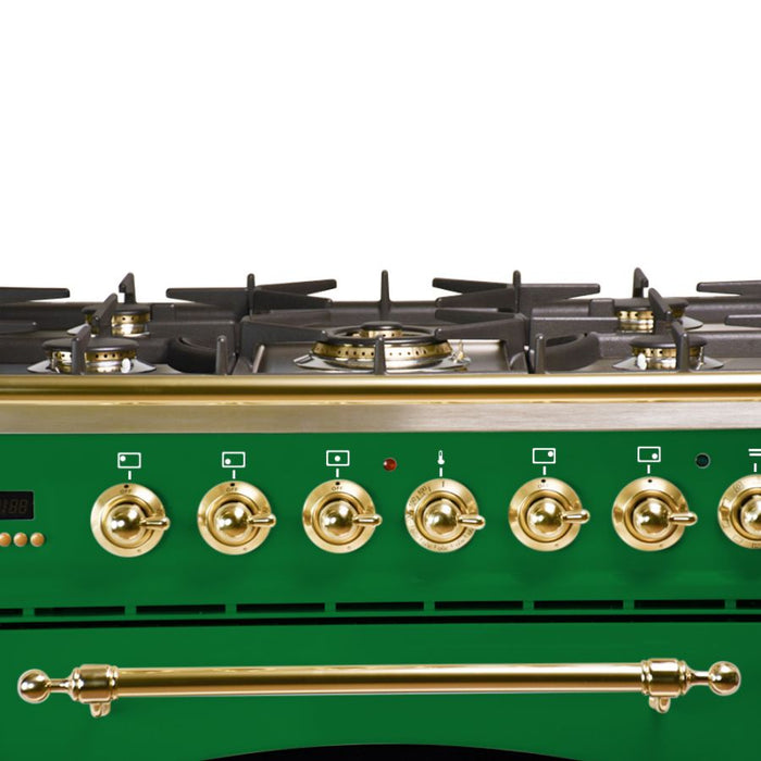 Hallman 30'' Single Oven Duel Fuel Italian Range, Brass Trim in White HDFR30BSWT
