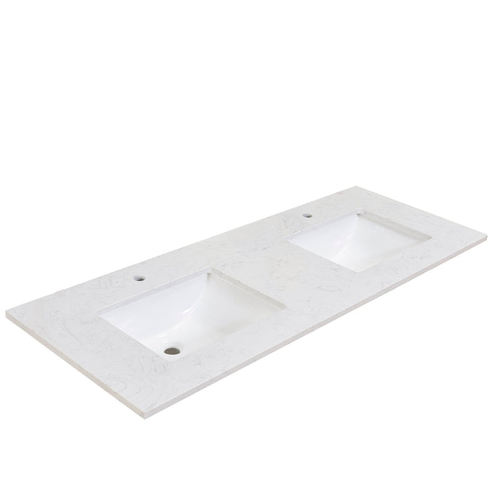 Altair 61" Stone effects Vanity Top in Aosta White with White Sink 65061-CTP-AW
