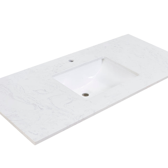 Altair 49" Stone effects Vanity Top in Aosta White with White Sink 65049-CTP-AW