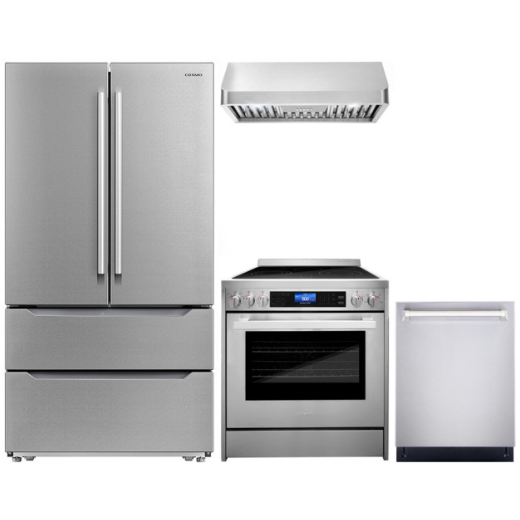 Cosmo 4 Piece, 30" Range 30" Range Hood 24" Dishwasher & Refrigerator COS-4PKG-173
