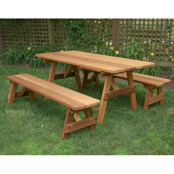 Creekvine Designs Red Cedar 27" Wide 6' Classic Family Picnic Table with (2) 6' Benches  WF27WTB6-2CVD