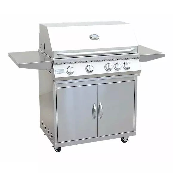 KoKoMo 4 Burner 32 Inch Cart Model BBQ Grill With Locking Casters 304 Stainless Steel
