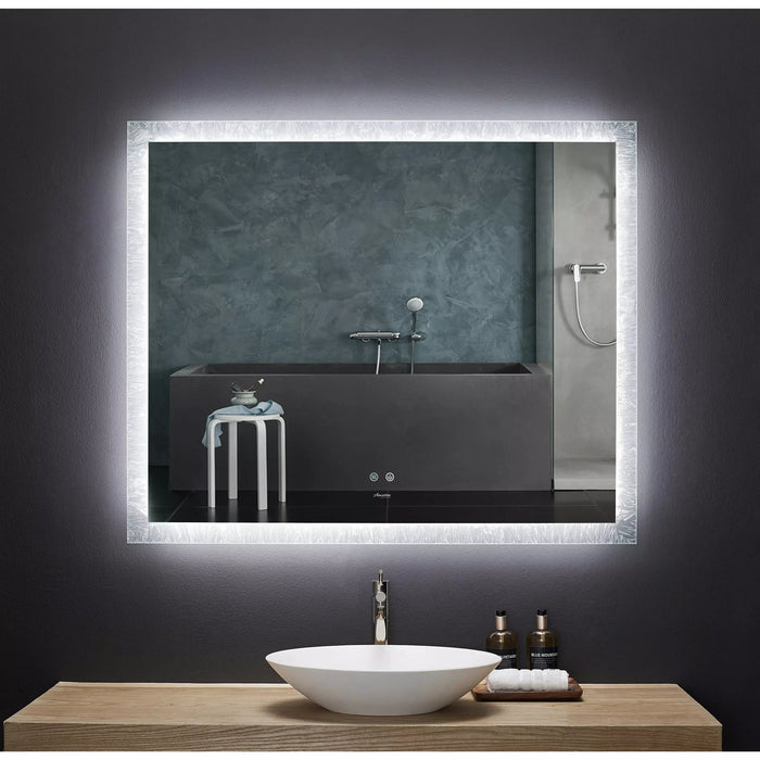 Ancerre 48" Frysta Led Frameless Rectangular Mirror Lighted Bathroom Vanity With Dimmer and Defogger LEDM-FRYSTA-48