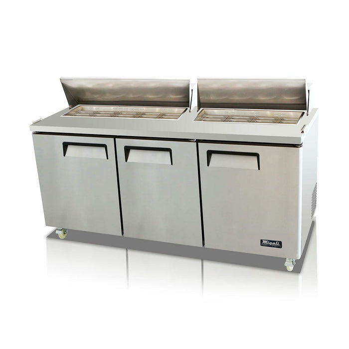 Migali 72″ Wide Refrigerator 18 Pans, Sandwich Prep Table  C-SP72-18-HC