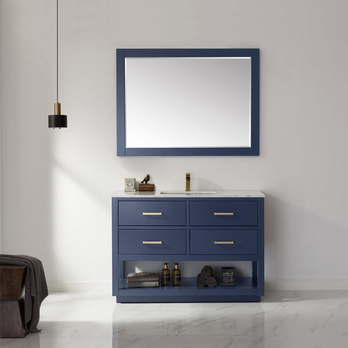 Altair Remi 48" Single Bathroom Vanity Set in Royal Blue and Carrara White Marble Countertop with Mirror  532048-RB-CA