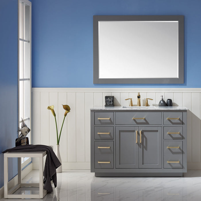 Altair Ivy 48" Single Bathroom Vanity Set in Gray and Carrara White Marble Countertop with Mirror  531048-GR-CA