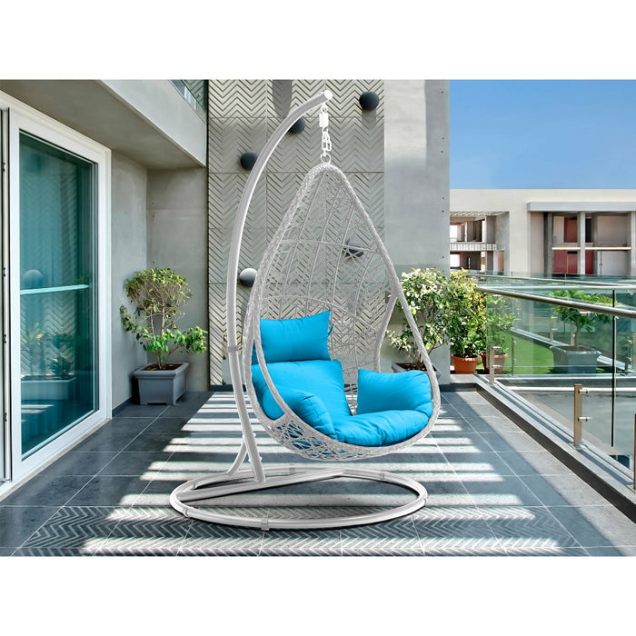 Whiteline Modern Living - Bravo Outdoor Egg Chair EG1684-WHT/BLU
