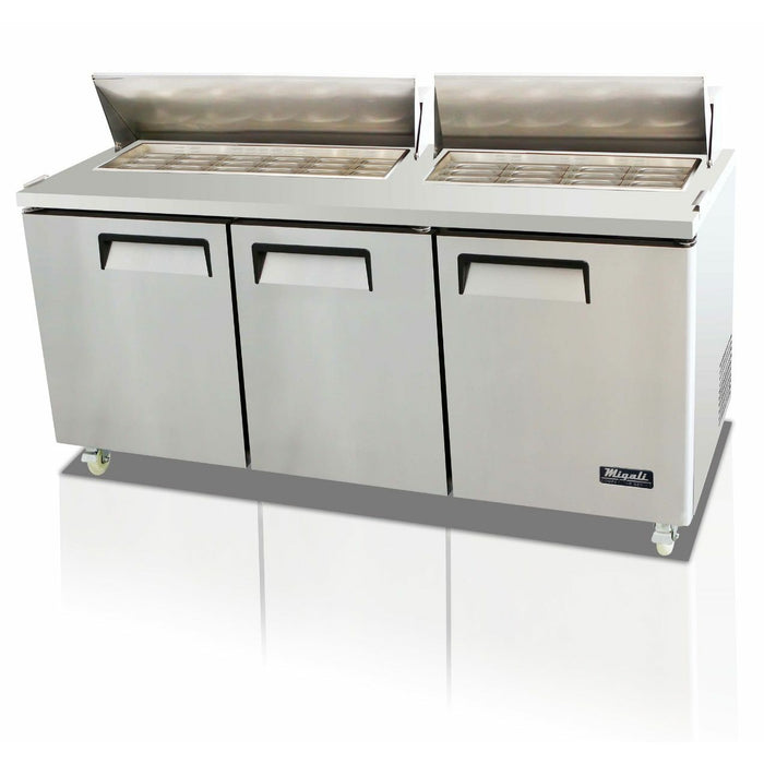 Migali  72" Wide Refrigerator 30 Pans, Big Top Sandwich Prep Table C-SP72-30BT-HC