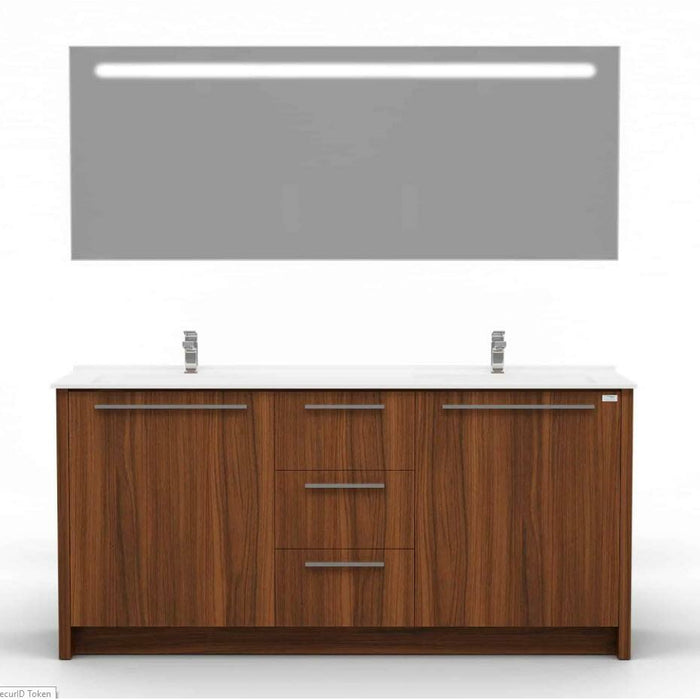 Casa Mare Nona 60" Matte Walnut Modern Double Sink Freestanding Bathroom Vanity and Sink Combo Nona152MW-60-MSC-S