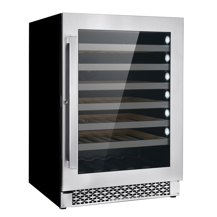 Cosmo 48 Bottle Stainless Steel 24 in. Single Zone Compressor Wine Cooler COS-24BIWCS