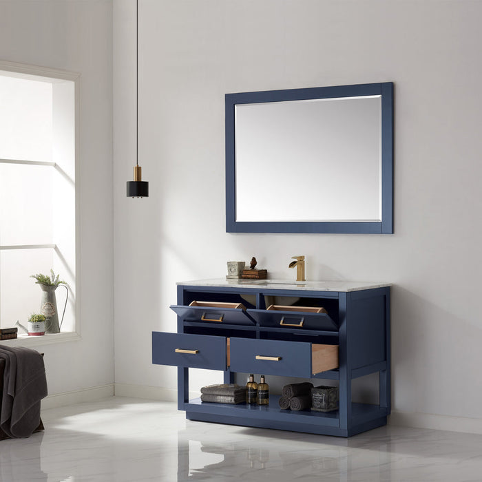 Altair Remi 48" Single Bathroom Vanity Set in Royal Blue and Carrara White Marble Countertop with Mirror  532048-RB-CA