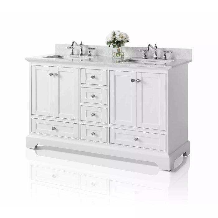 Ancerre Audrey 60" Bathroom Vanity Set in White with 24" Mirror VTSM-AUDREY-60-W-CW