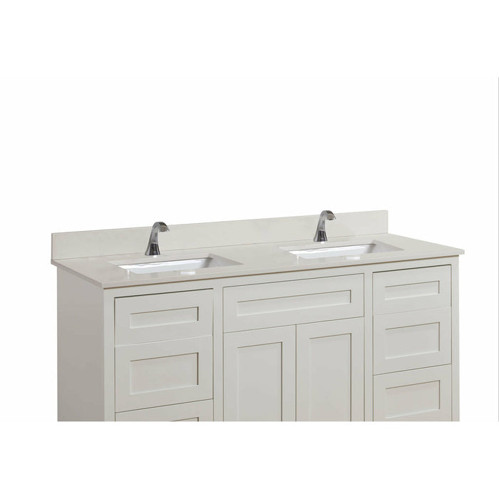 Altair  61" Stone effects Vanity Top in Milano White with White Sink 61SF61-MW-CTP