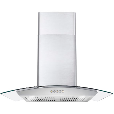Cosmo 30'' Ducted Wall Mount Range Hood in Stainless Steel with Push Button Controls, LED Lighting and Permanent Filters COS-668WRC75